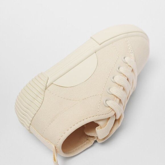 Zara COTTON HIGH-TOP SNEAKERS Pink Cream - Picture 3 of 7